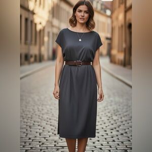 James Perse Charcoal Midi T-Shirt Dress Size 2